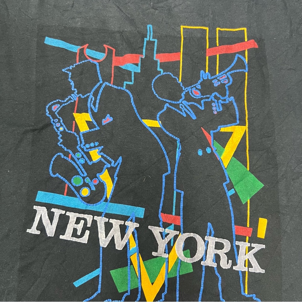 Vintage New York Shirt Adult Medium? Black Jazz Graphic SHOWPLACE FRED BALDUS 80 - Picture 7 of 10